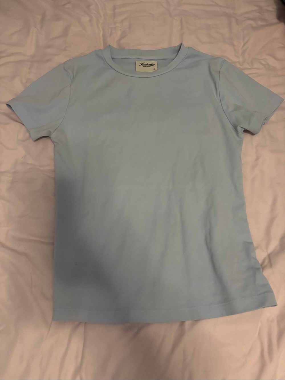 Light Blue Crewneck Tee Short Sleeve Women's Top